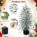 3FT Snow Flocked Artificial Norfolk Pine Tree in Pot, Real Touch Artificial Topiary Tree Small Faux Tabletop Christmas Tree for Front Porch Kitchen Home Indoor Outdoor Decor - Image 2