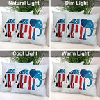 Batmerry USA Flag Throw Pillow Covers, Stripes and Stars Elephant Decorative Pillow Covers Digital Printing Blended for Couch Sofa Bed Invisible Zipper 26X26 in(Set of 2) - Image 7