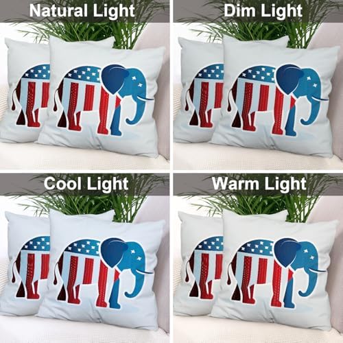 Batmerry USA Flag Throw Pillow Covers, Stripes and Stars Elephant Decorative Pillow Covers Digital Printing Blended for Couch Sofa Bed Invisible Zipper 26X26 in(Set of 2) - Image 7