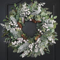 Winter Wreaths for Door Outside, 24 Inch Christmas White Wreath Outside by SoomeirWreath