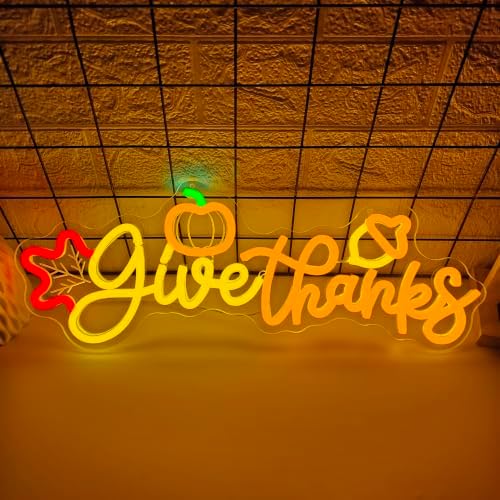 Give Thanks Neon Sign for wall decor Pumpkin Thanksgiving LED neon Lights - Image 2
