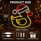 Christmas Duck Neon Sign for Wall Decor – USB Powered, Dimmable LED Wall Light with Santa Hat Icon for Bedroom, Kids’ Room, Home Bar, Window Display, Holiday Parties, Holiday or Birthday Gift - Image 3