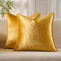 JUSPURBET 28x28 Velvet Decorative Throw Pillow Covers Set of 2,Golden by JUSPURBETHOME