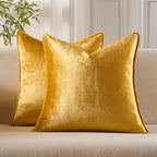 JUSPURBET 28x28 Velvet Decorative Throw Pillow Covers Set of 2,Golden by JUSPURBETHOME