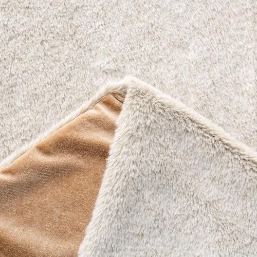 Glitzhome 60" D Oversized Milk Coffee Brown Christmas Tree Skirt, Reversible Faux Rabbit Fur/Korean Fleece Xmas Tree Skirt Mat,Holiday Tree Ornaments for Xmas Winter Happy New Year Home Decoration - Image 7