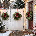 6 Pcs Small 4th of July Hanging Wreaths for Cabinets Patriotic Mini Candle Ring Wreath with Red White Blue Flowers (4, Greenery with Red Bells Pinecones) - Image 6
