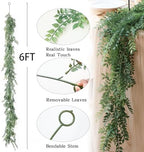 Mizii Artificial Vines Garland 6 Feet Fake Vine with Green Leaves Realistic Greenery Garland Faux Hanging Plants Greenery Decorations for Wedding Table Centerpieces Fireplace Mantle Room Decor - Image 2