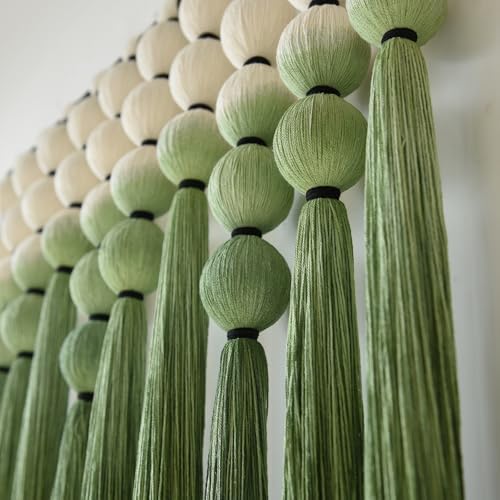 Macrame Wall Hanging Green Dip Dyed Sphericity Cotton Wall Art 39"W*39"L - Image 7