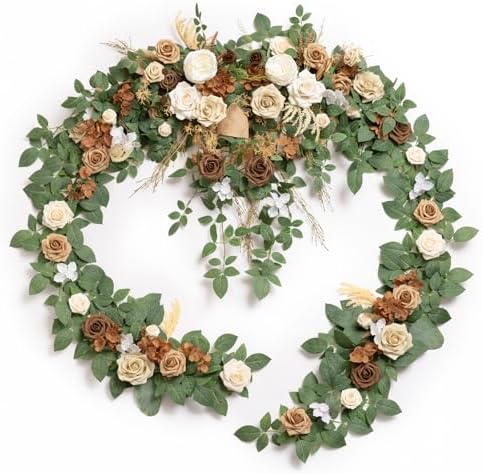 Ling's moment Brown Artificial Flower Garland Wedding Arch 9 FT by LingsMoment