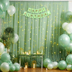30x8ft Olive Green Tulle Backdrop Curtain with Lights String for Parites, Sheer Backdrop Curtains for Wedding Baby Shower Birthday Party Photo Shoot Decorations - Image 4
