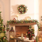 Valery Madelyn 9 Ft Christmas Garland with Lights for Mantle Red Green Gold - Image 2