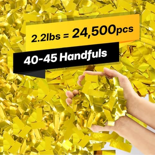 JAPJA Tissue Paper Confetti Bulk Refill, Metallic Gold, 2.2lb - Image 2