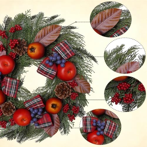 Cynkeyee Fall Wreath for Front Door - 24 in Farmhouse Porch Decor - Image 3