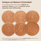 2-Pack Rattan Placemats - 13-inch Round Placemats (Stained Brown) - Woven Place Mats, Round Table Mats - Wicker Chargers for Dinner Plates, Plate Chargers Boho - Rattan Décor - Image 2
