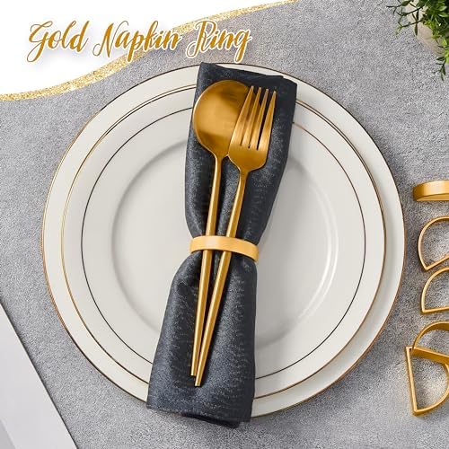 APTWOW 50PCS Gold Napkin Rings, Fall Thanksgiving Christmas Table Decor - Image 5