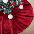 Halloscume 48" Christmas Tree Skirt Velvet Plush,Burgundy Red,Diamonds by Halloscume