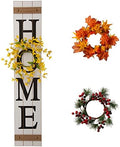Glitzhome 42”H Wooden HOME Porch Sign with Interchangeable Wreaths for Front Door Vertical Farmhouse Standing Home Sign Hanging Wall Sign for Year Spring Fall Thanksgiving Christmas by Glitzhome