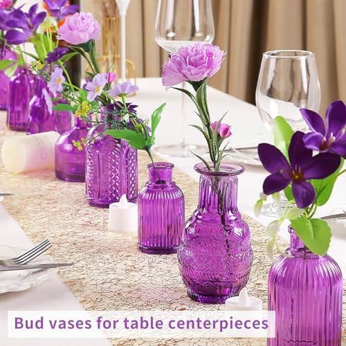 Mini Glass Bud Vases,Versatile Small Bud vases for Home and Wedding Decor, Exquisite Bridal Shower Table Centerpieces,Aromatherapy Bottles,Candle Holder, Ideal of Gifts(Pack of 30,Purple) - Image 2