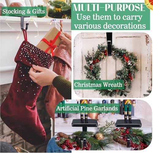 Tandefio 8 Pcs Christmas Stocking Holders for Mantle, Black - Image 5