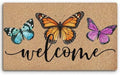 Butterfly Coco Coir Doormat Door Welcome Mat for Home Entrance Front Door, Summer Rustic Farmhouse Butterfly Welcome Floor Mats for Outdoor Outside Entryway 30x17 Inch by BitKAM