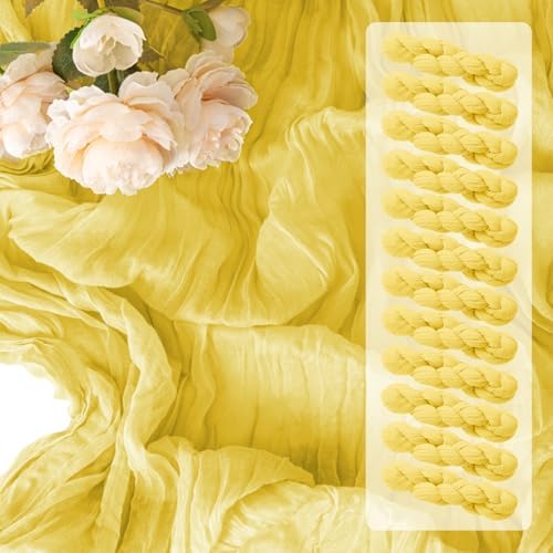 12Pack Light Yellow Cheesecloth Table Runners 10FT Table Runner by Unknown