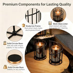 Metal Wire Candle Holder Set with Glass Inserts, Gold and Black Decorative Tea Light Holders, 2 Piece Set, 16cm and 20cm - Image 4