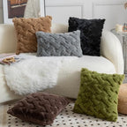 Yaertun Set of 2 Decorative Throw Pillow Covers Thick Plush Wool Throw Pillows Super Soft Luxury Faux Rabbit Fur Velvet Cushion Covers for Couch Sofa Bed Living Room 26x26 Inch Black - Image 6