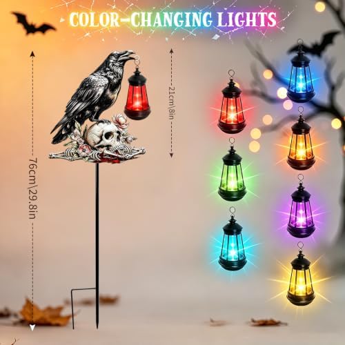 2 Pack Crow Halloween Decorations Outdoor Raven Decor with Solar lights - Image 2