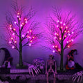 Halloween Decorations Indoor 2 Pack 24 Inch Black Halloween Tree with 48 Orange Purple Led Lights, Timer/USB/Battery Operated Lighted Tabletop Spooky Tree for Table Home Office Party Decor by Envotek