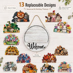 16 Pcs Interchangeable Welcome Sign for Front Door, Wood Hanging Decor - Image 6