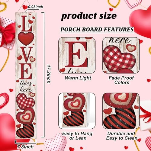 Porch Sign Welcome Wooden Front Porch Decor, Valentine's Day - Image 3