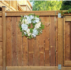 Spring Wreath Artificial Hydrangea Eucalyptus 20IN, Light Blue White Green, Spring Easter Summer Front Door Wall Décor - Image 6