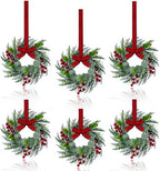 6Pcs 10 Inch Mini Christmas Wreaths for Kitchen Cabinets Window Indoor by JUSTOTRY