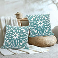Alysheer Embroidered Decorative Throw Pillow Cover 18"x 18" Set of 2, Aqua by Alysheer