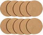 Round Placemats Set of 10, Cotton Woven Tablemats, Hot Pads for Kitchen, Jute Rattan Charger Plates for Dinner, Non Slip Heat Resistant Place Mats, 13.5'' Braided Placemat for Decor (Brown Jute) by Unknown