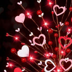 TURNMEON 2 Pack Valentine's Day Tree Tabletop Decorations - 16 Inch Battery Operated with 14 Red Pink Hearts and 32 Red Berries for Home, Table, Bedroom, Indoor Party, Wedding Decor - Image 4