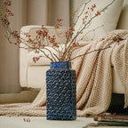 Ceramic Flower Vase, 12.6” Tall Vintage Blue Pottery Vase for Home Decor, Rustic Textured Vase for Pampas Grass, Living Room, Entryway, Mantel, Kitchen Table - Image 7