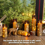Sasigeiaa Flameless Candles with Embedded Star String - Battery Operated LED Candles, with Remote,12 Grey Flickering Candles for Christmas, Weddings, Home Decor & Party,(D 2.3"×H 5" 6" 7") - Image 5