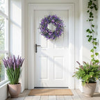 LOKEISNA Purple Lavender Door Wreath, 24 Inch Summer Wreaths for Front Door Outside, Handmade Romantic and Elegant Wreath Décor Gift for Home Wedding - Image 6