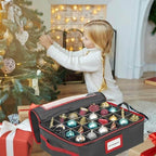 HOLDN’ STORAGE Christmas Ornament Storage Box with Dividers - Fits 48-3” Ornaments, 2 Removable Trays, Durable & Space-Saving, Clear Top Lid, Fits Underbed, Charcoal - Image 3