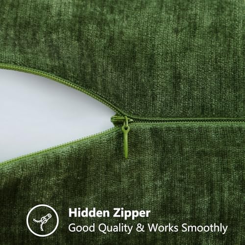 decorUhome Soft Chenille Moss Green Throw Pillow Covers 26X26 Set of 2 - Image 6