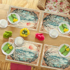 Japanese Placemats Set of 6 Rustic Mount Fuji Table Mats Cherry Blossoms Place Mats Decor Imitation Linen Heat Resistant Vintage Tablecloth for Dining Decoration Kitchen Party Restaurants 12''x18'' - Image 3