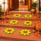 Dunzy 6 Pcs Diwali Rangoli Mat Varalakshmi Pooja Decoration, Yellow Mandala - Image 5