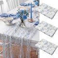 Lounsweer 3 Pcs Blue Flower Table Runner 10ft Embroidery Tulle Lace by Lounsweer