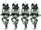 RECUTMS 4PCS Artificial Black Rose Fake Hanging Flowers Halloween Garland by RECUTMS