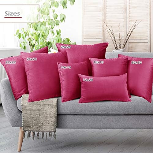 Nestl Throw Pillow Covers, Cozy Velvet Decorative Autumn Pillow Covers 22 x 22 Inches, Soft Solid Couch Pillow Covers for Sofa, Bed and Car, Set of 2 - Hot Pink - Image 6