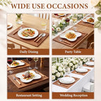 4 Pack Rectangular Rattan Placemats, Natural Woven 19 X 14 Inch - Image 4