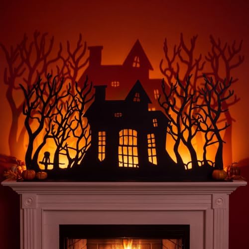 Halloween Haunted House Decor 31.5" Metal Castle Silhouette by Unknown