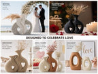Heart Vase Set of 2, White Ceramic Vases, Wedding Gift for Couples - Image 2