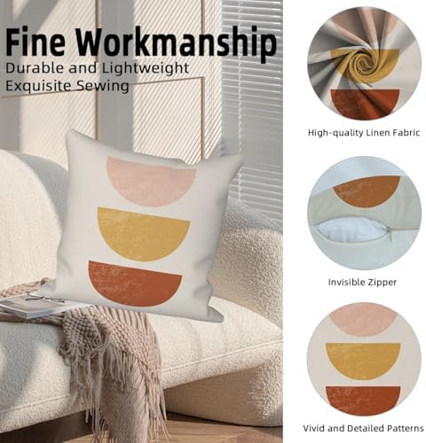 Boho Abstract Throw Pillow Covers 26"x26" Set of 4, Bohemian Minimalist Geometric Leaves Cushion Cover for Sofa Chair Couch Bed Office Garden Patio Farmhouse Indoor Outdoor Decorative - Image 2